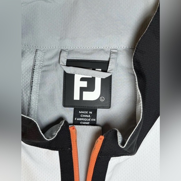 Foot Joy Golf Wind Shirt Jacket Mens L Quarter Zip Pullover Gray Black Poseidon - Picture 6 of 14